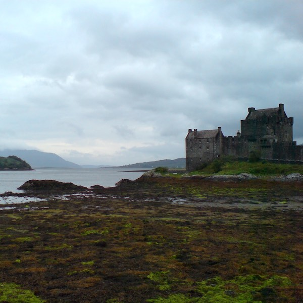 Eilean Donan castle on a cloudy day